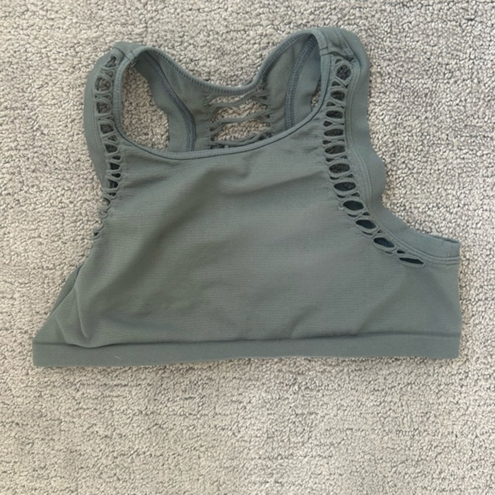 BKE Gray Cutout Bralette | M/L | Strappy Lounge Athleisure Crop Top